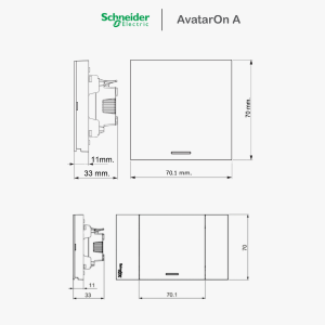 Schneider Avataron A สวิตช์ทางเดียว 3 ช่อง มีพรายน้ำ