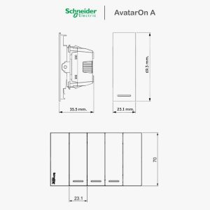 Schneider Avataron A สวิตช์2ทาง เล็ก มีพรายน้ำ