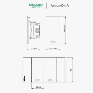 Schneider Avataron A สวิตช์ทางเดียว 1.5 ช่อง มีพรายน้ำ