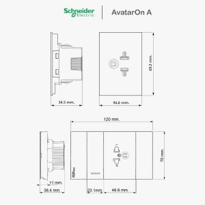 ปลั๊ก Schneider Avataron A ปลั๊กกราวด์เดี่ยว มีม่านนิรภัย