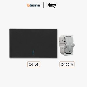 Bticino Nexy ชุดสวิตช์ทางเดียว 1 ช่อง สีกราไฟต์ มีไฟ | 1 way 1 gang light switch - Graphite