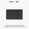 Bticino Nexy ชุดสวิตช์ทางเดียว 3 ช่อง สีกราไฟต์ มีไฟ | 1 way 3-gang switch - Graphite