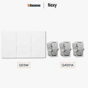 Bticino Nexy ชุดสวิตช์ทางเดียว 3 ช่อง สีขาว | 1 way 3-gang switch - white