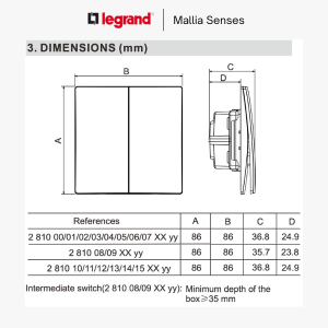legrand mallia senses สวิตช์ทางเดียว