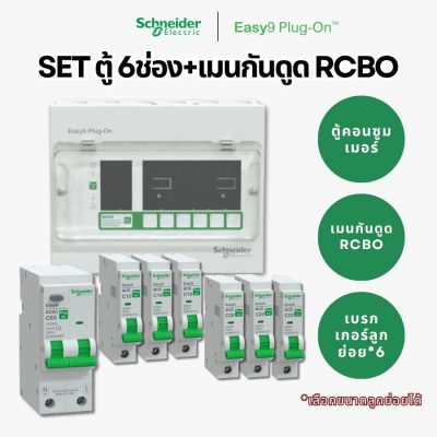 Schneider Easy9 | ชุดตู้คอนซูมเมอร์ยูนิต 6 ช่อง + เมนกันดูด + เบรกเกอร์ลูกย่อย