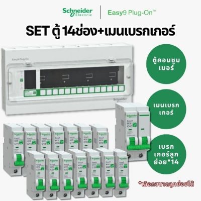Easy9 ชุดตู้คอนซูมเมอร์ 14 ช่อง + เมนเบรกเกอร์ + ลูกย่อย