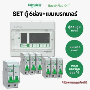 Easy9 ชุดตู้คอนซูมเมอร์ 6 ช่อง + เมนเบรกเกอร์ + ลูกย่อย